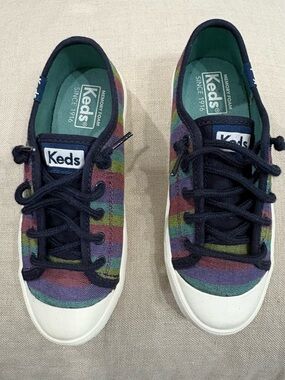 Keds Kids Rainbow Stripe Canvas Sneakers - NWT Size 12.5